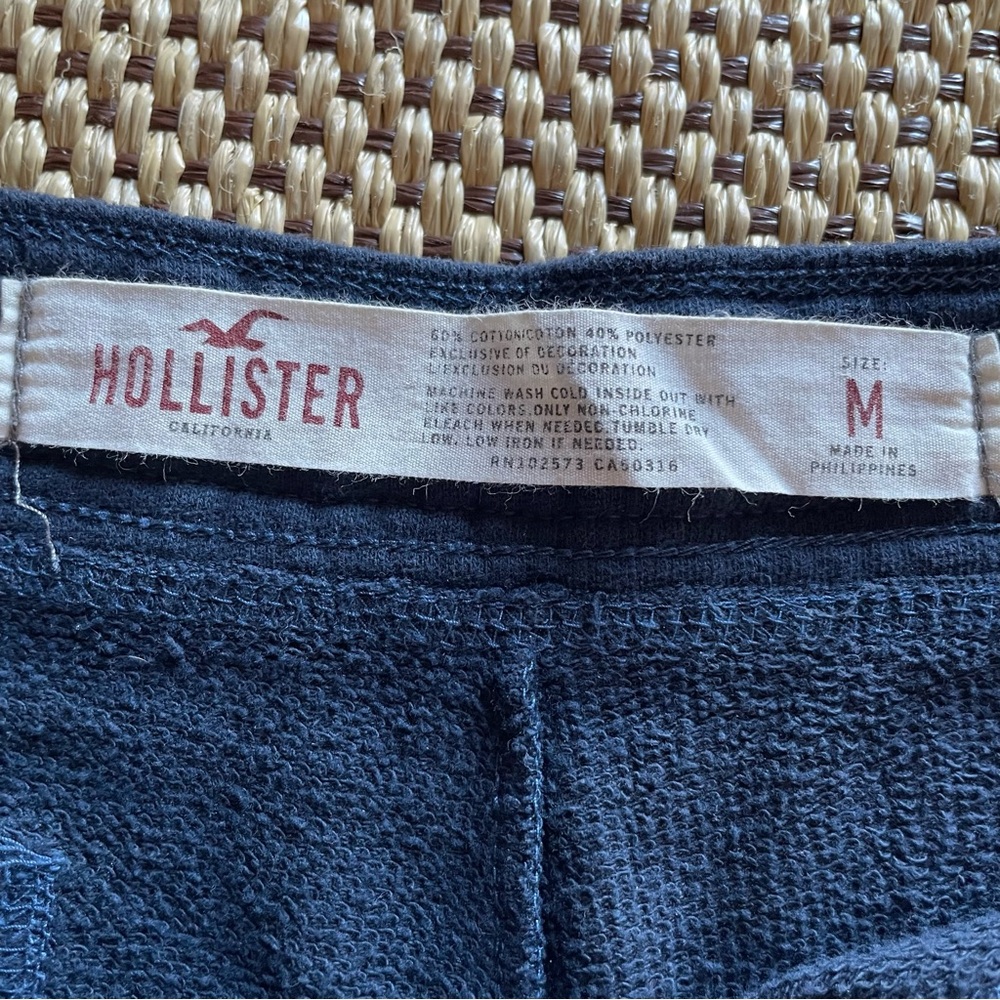 Hollister California Y2K Terry Fleece Shorts Dark Blue Medium - Picture 5 of 8